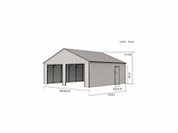 Rhino-cross-garages 2322 6,7x7x3,76 m zwart garage/loods compleet met wand- en dakpanelen - afbeelding 3 van  4