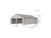 Rhino-cross-garages 2533 10x7,6x3,76 m zwart garage/loods compleet met wand- en dakpanelen - afbeelding 2 van  3