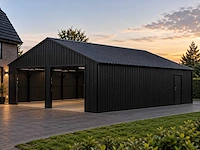 Rhino-cross-garages 2533 10x7,6x3,76 m zwart garage/loods compleet met wand- en dakpanelen