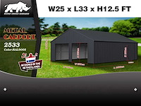 Rhino-cross-garages 2533 10x7,6x3,76 m zwart loods/garage compleet met wand- en dakpanelen - afbeelding 3 van  3
