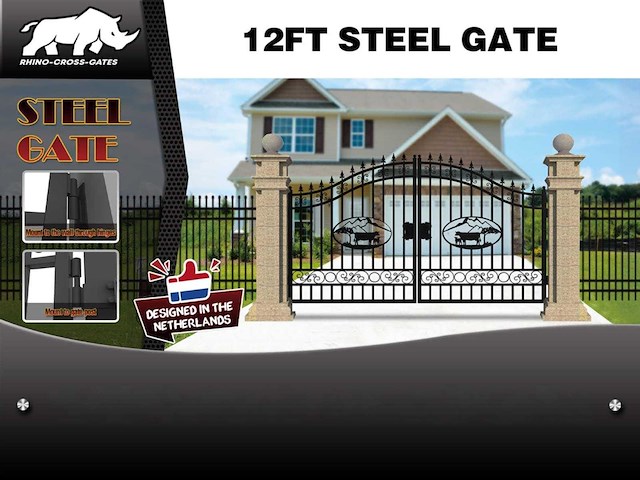 Rhino-cross-gates koe 365cm toegangspoort/hek 12ft - afbeelding 3 van  3