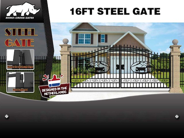 Rhino-cross-gates koe 496cm toegangspoort/hek 16ft - afbeelding 3 van  3