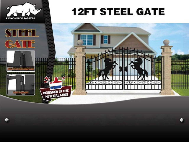 Rhino-cross-gates paard 365cm toegangspoort/hek 12ft - afbeelding 3 van  3