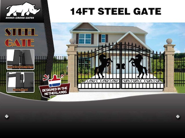 Rhino-cross-gates paard 433cm toegangspoort/hek 14ft - afbeelding 3 van  3