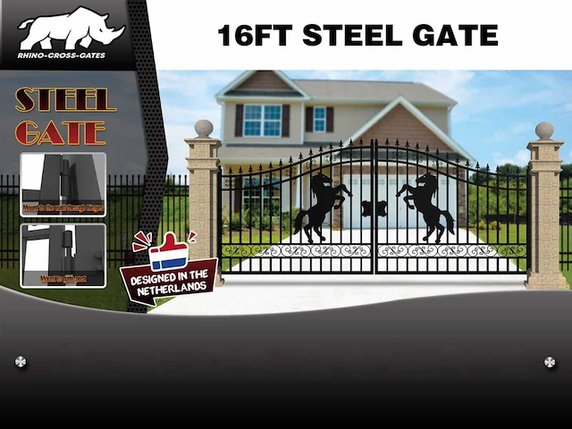 Rhino-cross-gates paard 496cm toegangspoort/hek 16ft - afbeelding 3 van  3