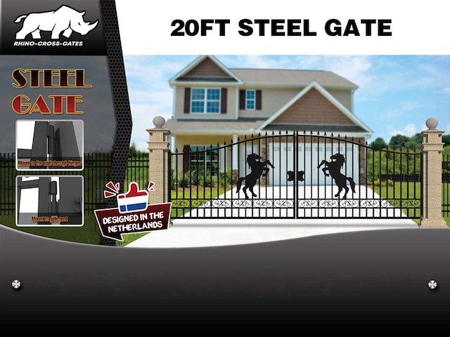Rhino-cross-gates paard 596cm toegangspoort/hek 20ft - afbeelding 3 van  3