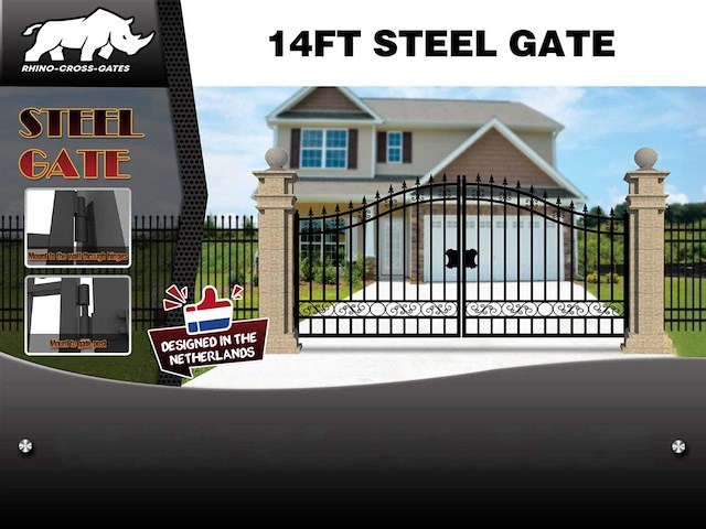 Rhino-cross-gates plain 433cm toegangspoort/hek 14ft - afbeelding 3 van  3