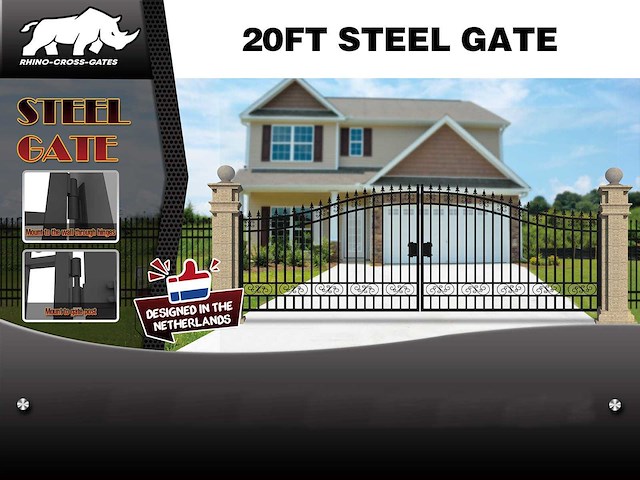 Rhino-cross-gates plain 596cm toegangspoort/hek 20ft - afbeelding 3 van  3