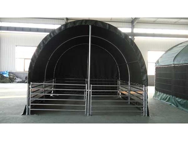 Rhino-cross-shelter - 4m cattle tent - 4x4x3,15 meter - dieren shelter / weidetent groen - afbeelding 2 van  3