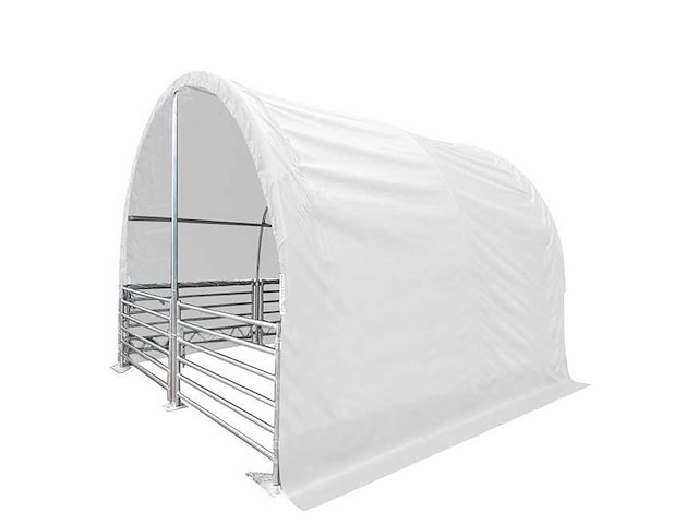 Rhino-cross-shelter - 4m cattle tent - 4x4x3,15 meter - dieren shelter / weidetent wit - afbeelding 1 van  3