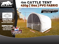 Rhino-cross-shelter - 4m cattle tent - 4x4x3,15 meter - dieren shelter / weidetent wit - afbeelding 2 van  3