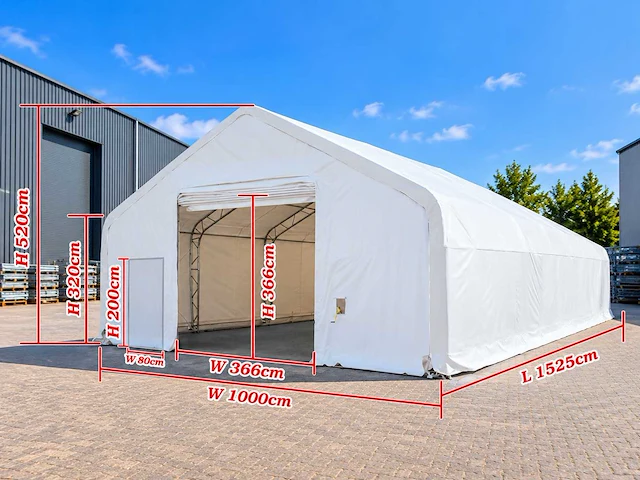 Rhino-cross-shelter 335017dp 15,25x10x5,2 m opslagtent / opslagshelter - afbeelding 2 van  8