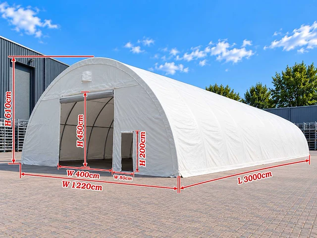 Rhino-cross-shelter 4010020r 30x12,2x6,1 m - opslagtent /opslagshelter - afbeelding 2 van  3