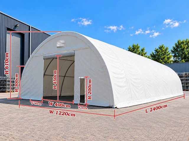 Rhino-cross-shelter 408020r 24x12,2x6,1 m opslagtent / opslagshelter - afbeelding 1 van  3