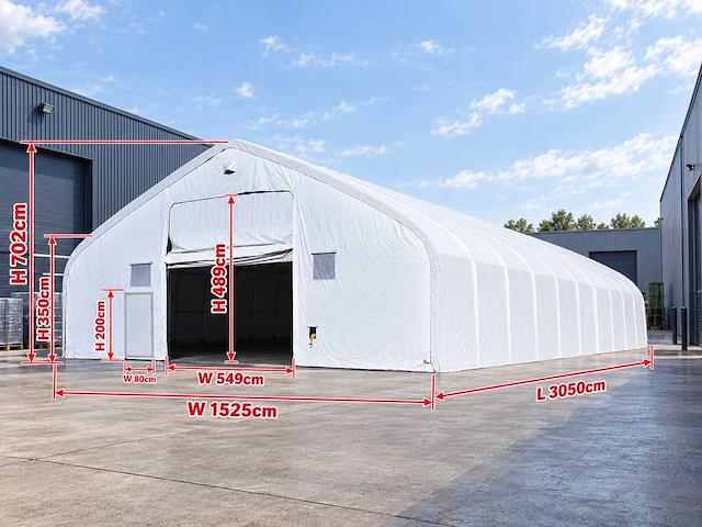 Rhino-cross-shelter 5010023dp 30,5x15,25x7,015 m opslagtent / opslagshelter - afbeelding 2 van  4
