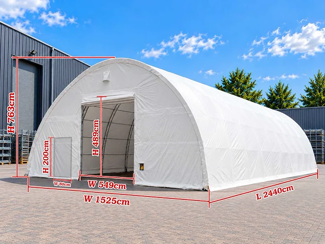 Rhino-cross-shelter 508025r 24,4x15,25x7,625 m opslagtent / opslagshelter - afbeelding 2 van  3