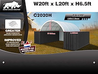 Rhino-cross-shelter c2020h - 6x6x2 m met eindzeil - opslagcontainer - afbeelding 2 van  2