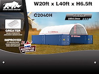 Rhino-cross-shelter c2040h - 12x6x2 m met eindzeil opslagtent / opslagshelter tussen 2 containers - afbeelding 3 van  3