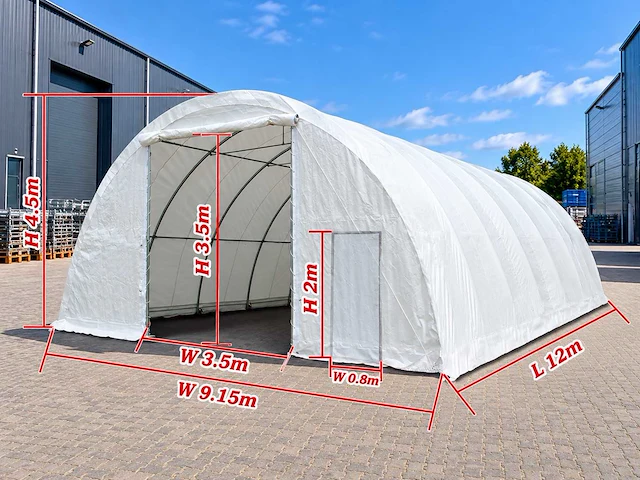 Rhino-cross-shelters 304015r 12x9,15x4,5 m opslagtent / opslagshelter - afbeelding 2 van  6
