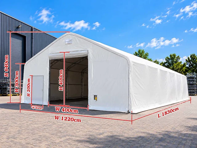 Rhino-cross-shelters 406021dp 18,3x12,2x6,4 m opslagtent / opslagshelter - afbeelding 2 van  7