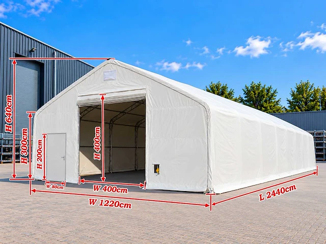 Rhino-cross-shelters 408021dp 24,4x12,2x6,4 m opslagtent / opslagshelter - afbeelding 2 van  7