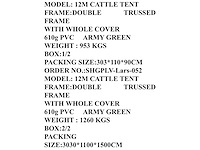 Rhino-cross-shelters cattle tent 12,2x12,2x5 m dierenverblijf - afbeelding 5 van  6