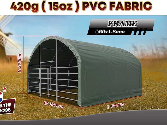 Rhino-cross-shelters cattle tent 6x6x3,7 m dierenverblijf - afbeelding 3 van  6