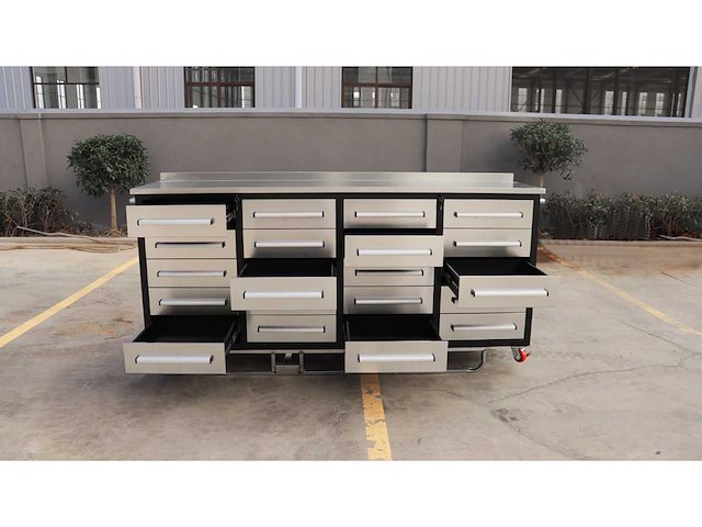 Rhino-cross-workbench - 7ft-20d-01c rvs - werkbank 20 lades - afbeelding 8 van  15