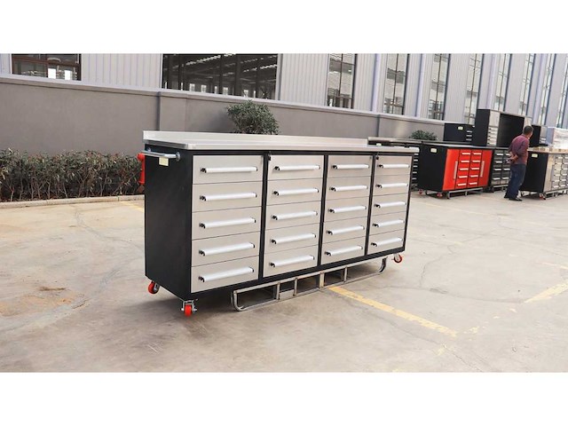 Rhino-cross-workbench - 7ft-20d-01c rvs - werkbank 20 lades - afbeelding 10 van  15