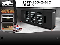Rhino-cross-workbench 10ft-15d-2-01c zwart werkbank 15 lades 2 deuren - afbeelding 1 van  1