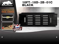 Rhino-cross-workbench 10ft-18d-2b-01c zwart werkbank 18 lades 2 deuren - afbeelding 2 van  2
