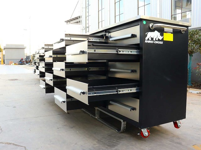 Rhino-cross-workbench 10ft-25d-01c rvs werkbank 25 lades - afbeelding 5 van  6