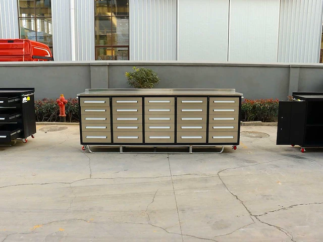 Rhino-cross-workbench 10ft-25d-01c rvs werkbank 25 lades - afbeelding 1 van  11