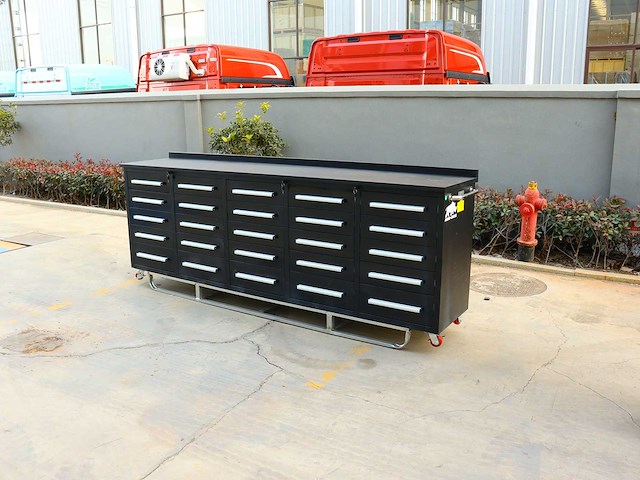 Rhino-cross-workbench 10ft-25d-01c zwart werkbank 25 lades - afbeelding 1 van  7