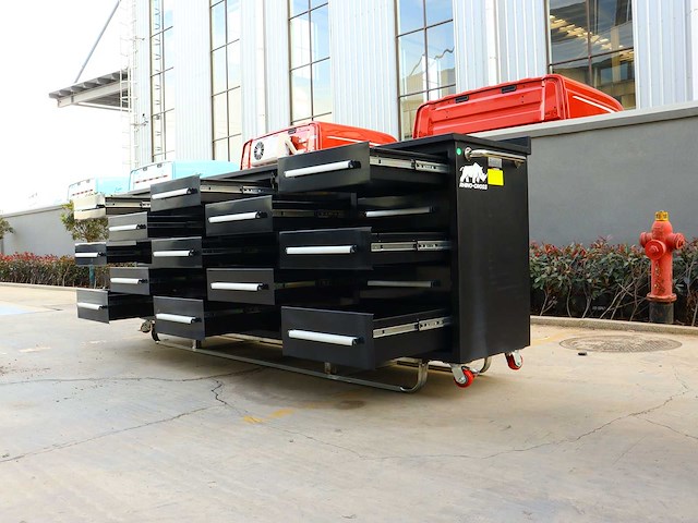 Rhino-cross-workbench 10ft-25d-01c zwart werkbank 25 lades - afbeelding 3 van  12