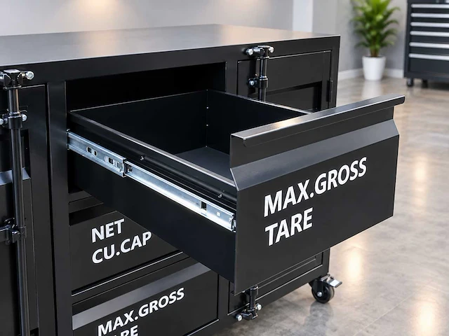 Rhino-cross-workbench 5ft-3d-2 zwart werkbank 3 lades 2 deuren - afbeelding 3 van  4