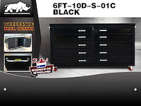 Rhino-cross-workbench 6ft-10d-s-01c zwart werkbank 10 lades - afbeelding 1 van  1