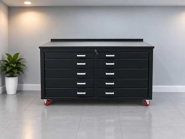 Rhino-cross-workbench 6ft-10d-s-01c zwart werkbank 10 lades - afbeelding 1 van  4