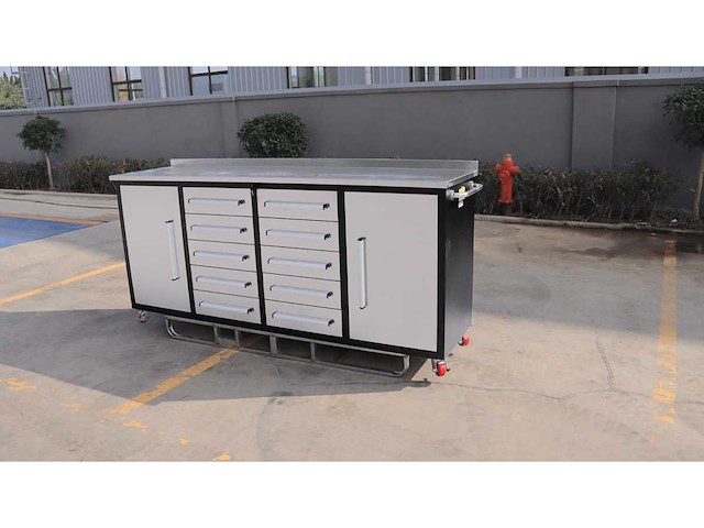 Rhino-cross-workbench 7ft-10d-2-01c rvs werkbank 10 lade 2 deuren - afbeelding 1 van  6