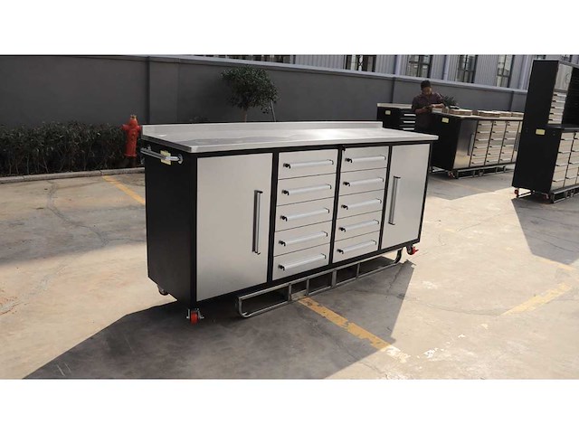 Rhino-cross-workbench 7ft-10d-2-01c rvs werkbank 10 lade 2 deuren - afbeelding 2 van  12