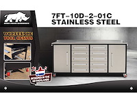 Rhino-cross-workbench 7ft-10d-2-01c rvs werkbank 10 lade 2 deuren - afbeelding 5 van  12