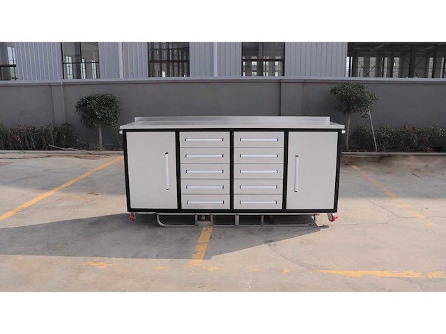 Rhino-cross-workbench 7ft-10d-2-01c rvs werkbank 10 lade 2 deuren - afbeelding 6 van  12