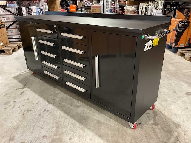 Rhino-cross-workbench 7ft-10d-2-01c zwart werkbank 10 lades 2 deuren - afbeelding 7 van  11