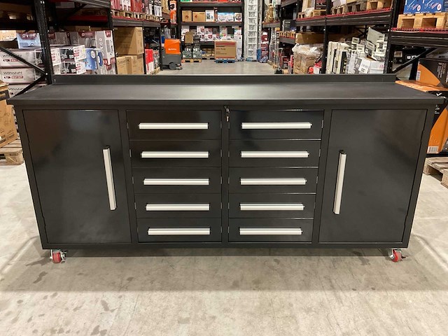 Rhino-cross-workbench 7ft-10d-2-01c zwart werkbank 10 lades 2 deuren - afbeelding 1 van  5