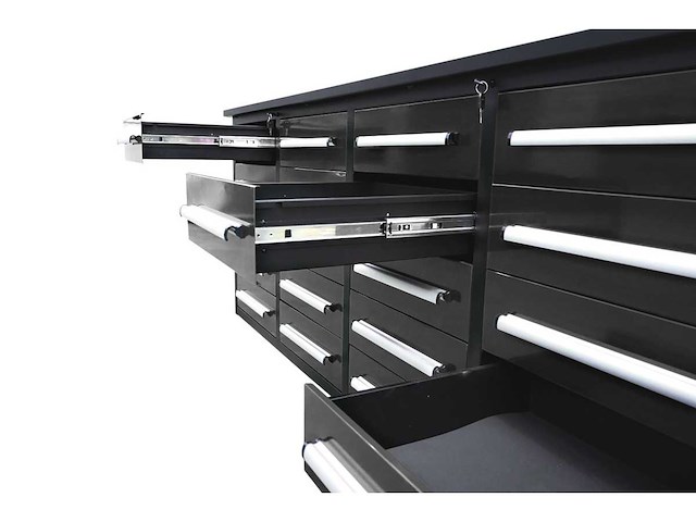 Rhino-cross-workbench 7ft-20d-01c zwart gereedschapskast 20 lades - afbeelding 1 van  2