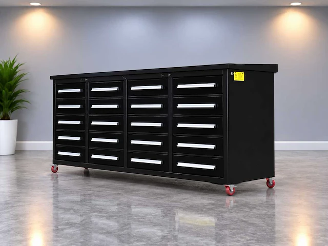 Rhino-cross-workbench 7ft-20d-01c zwart gereedschapskast 20 lades - afbeelding 1 van  3
