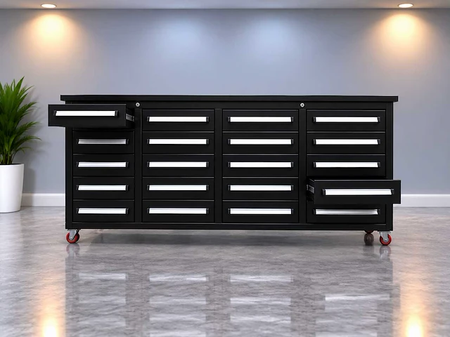 Rhino-cross-workbench 7ft-20d-01c zwart gereedschapskast 20 lades - afbeelding 3 van  3