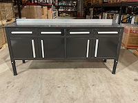 Rhino-cross-workbench 7ft zwart met stalen blad lastafel 4 lades 4 deuren - afbeelding 6 van  11