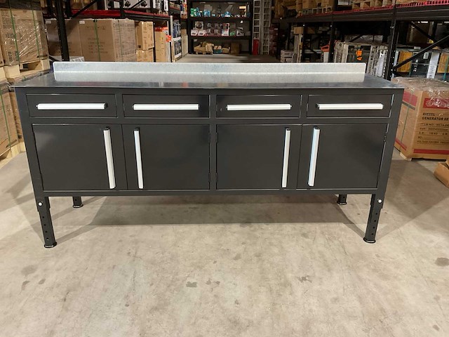 Rhino-cross-workbench 7ft zwart met stalen blad lastafel 4 lades 4 deuren - afbeelding 6 van  11