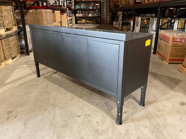 Rhino-cross-workbench 7ft zwart met stalen blad lastafel 4 lades 4 deuren - afbeelding 7 van  10